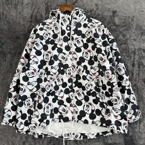 Disney Parks Mickey Mouse Rain Jacket All Over Print Hooded Full Zip Large
